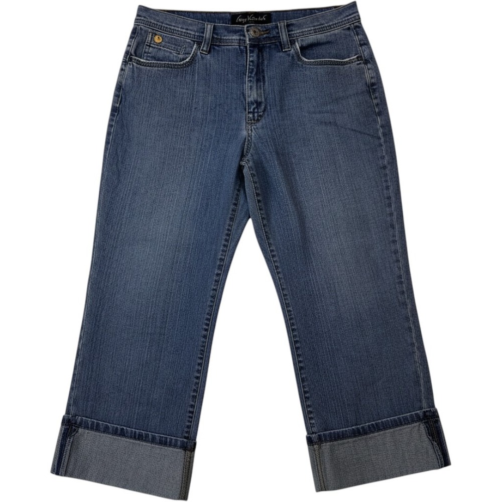 Gloria Vanderbilt Womens Medium Wash Cuffed Capri Jeans Blue Denim Size 10